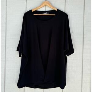 Sympli Short Sleeve Knit Top Tunic Size 16 Stretchy Flowy Crossover Detail